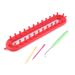 Knitting loom set  for shawls, snoods, hats 5.2x26 cm - Dark red (1 Set)