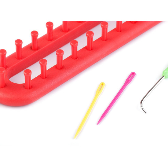 Knitting loom set for shawls, snoods, hats 5.2x26 cm - Dark red (1 Set) Knitting loom set for shawls, snoods, hats 5.2x26 cm - Dark red (1 Set)