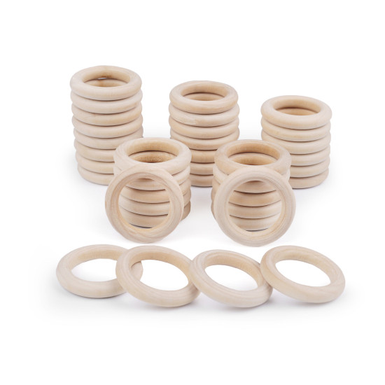 Kółka drewniane, zewnętrzna ø40 mm - Naturalny jasny (300 Sztuki) Kółka drewniane, zewnętrzna ø40 mm - Naturalny jasny (300 Sztuki)