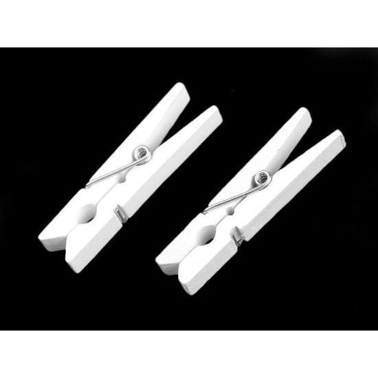 Spinacze drewniane 7x48 mm - White (50 Sztuki) Spinacze drewniane 7x48 mm - White (50 Sztuki)