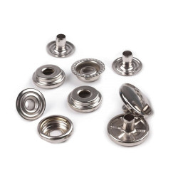 Napy metalowe ø15 mm (am6) o-spring do mocnych tkanin, luzem - Nikiel (10 Zestawy)