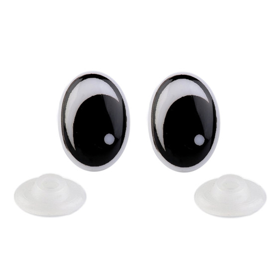 Oczy do zabawek z zatyczką 11x15 mm - Czarny (4 Zestawy) Oczy do zabawek z zatyczką 11x15 mm - Czarny (4 Zestawy)