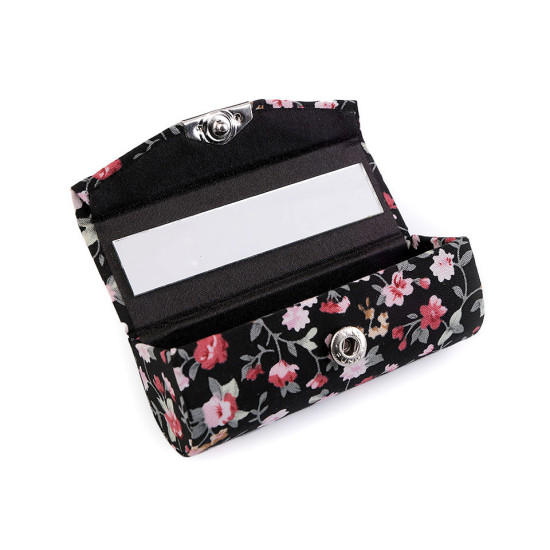 Etui na pomadkę w kwiaty z lusterkiem - Czarny (12 Sztuki) Etui na pomadkę w kwiaty z lusterkiem - Czarny (12 Sztuki)