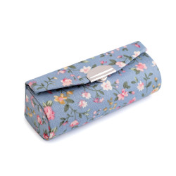 Etui na pomadkę w kwiaty z lusterkiem - Niebieskiwrzos (1 Sztuka)