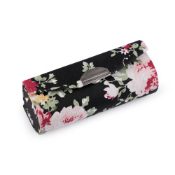 Etui na pomadkę w kwiaty z lusterkiem - Czarny (1 Sztuka)