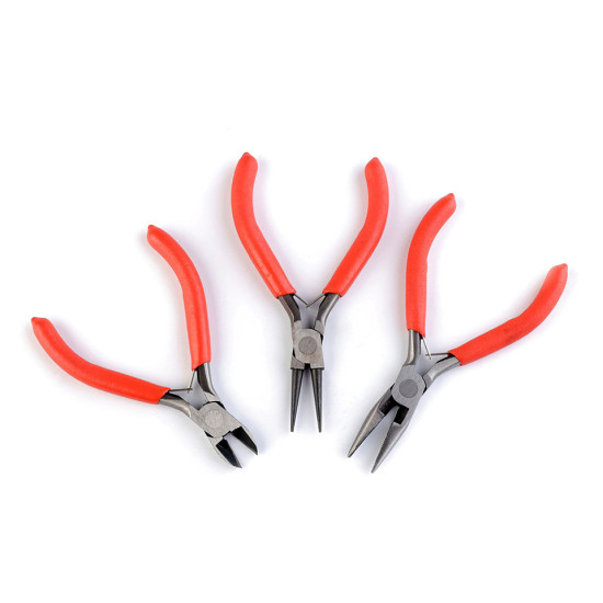 Set of jewellery pliers - Medium red (1 Set) Set of jewellery pliers - Medium red (1 Set)