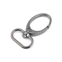 Karabińczyk metalowy z krętlikiem, otwór do przewlekania 25 mm - Czarny nikiel (2 Sztuki)