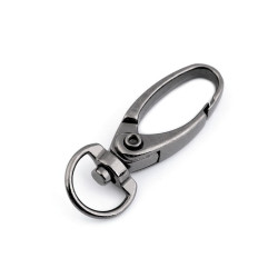 Karabińczyk metalowy z krętlikiem, otwór do przewlekania 10 mm - Czarny nikiel (100 Sztuki)