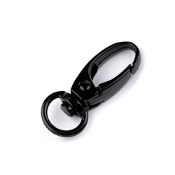 Karabińczyk metalowy z krętlikiem, otwór do przewlekania 10 mm - Czarny lakier (100 Sztuki)