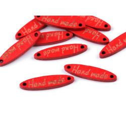 Etykietka / metka drewniana hand made 6x27 mm - Czerwony (10 Sztuki)