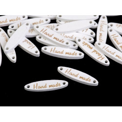 Etykietka / metka drewniana hand made 6x27 mm - White (10 Sztuki)