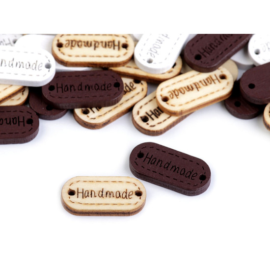 Dřevěná cedulka / ozdoba handmade 11x23 mm - Přírodní (100 Kusy) Dřevěná cedulka / ozdoba handmade 11x23 mm - Přírodní (100 Kusy)