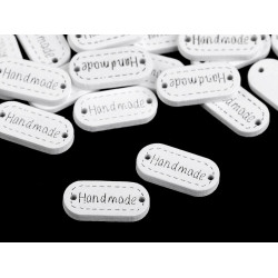 Etykietka / metka drewniana hand made 11x23 mm - White (10 Sztuki)