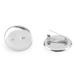 Round pin back ø25 mm - Platinum (10 Pieces)