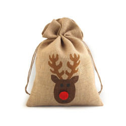 Bolsa de regalo de yute 30x40 cm rudolph - Arpillera natural (1 Pieza)