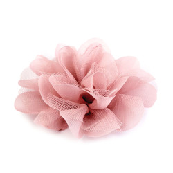 Chiffon flower ø8 and 9 cm - Pink middle (10 Pieces)
