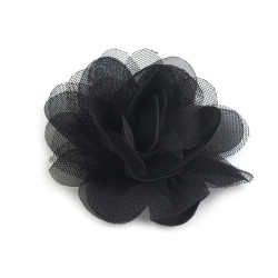 Chiffon flower ø8 and 9 cm - Black (10 Pieces)