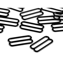 Metal bra adjustment ring, hook or slider width 25 mm - Black (4 Pieces)