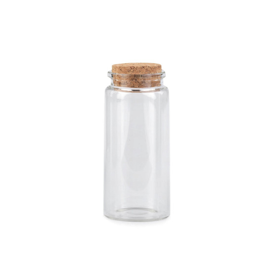 Buteleczka szklana 47x100 mm z korkiem - Transparent (5 Fiolki) Buteleczka szklana 47x100 mm z korkiem - Transparent (5 Fiolki)