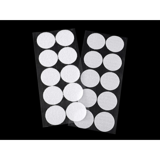Hook and loop self adhesive circles dots ø35 mm - White (1 Card)