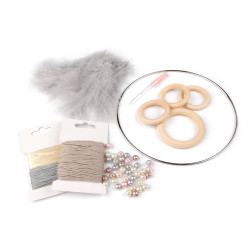 Kreativset traumfänger ø20 cm - Hell-grau (1 Stück)