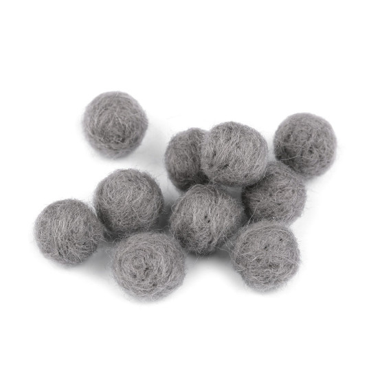 Kulki filcowe / pompony ø15 mm - Szary (10 Sztuki) Kulki filcowe / pompony ø15 mm - Szary (10 Sztuki)