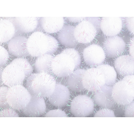 Pompon z lureksem ø20 mm - White (1000 Sztuki)