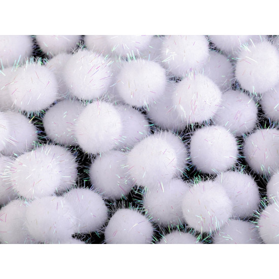 Pompon z lureksem ø20 mm - White (1000 Sztuki)