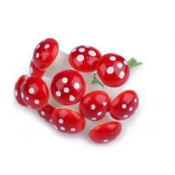 Sztuczne muchomorki / grzybki na druciku - Czerwony (12 Sztuki)