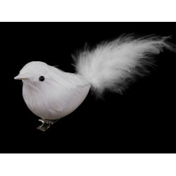 Bird with clip for christmas arrangement - White (2 Pieces)