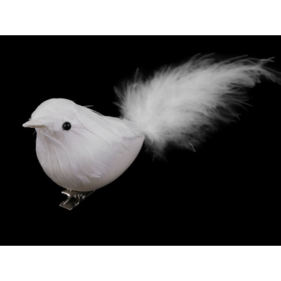 Bird with clip for christmas arrangement - White (2 Pieces) Bird with clip for christmas arrangement - White (2 Pieces)
