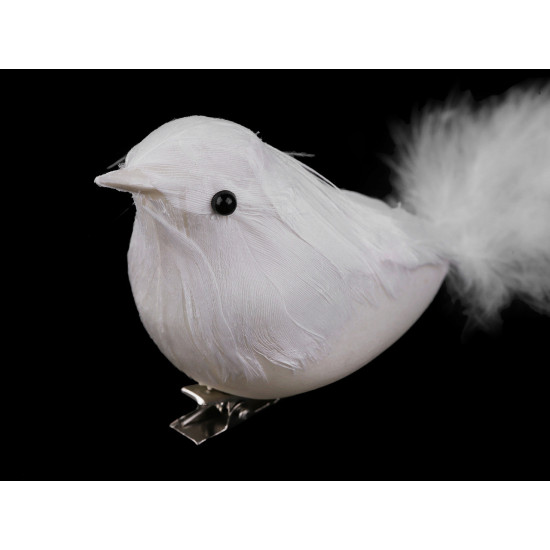 Bird with clip for christmas arrangement - White (2 Pieces) Bird with clip for christmas arrangement - White (2 Pieces)