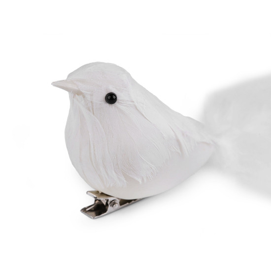 Bird with clip for christmas arrangement - White (2 Pieces) Bird with clip for christmas arrangement - White (2 Pieces)