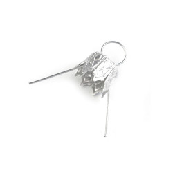 Christmas ball bauble ornament cap with spring wire hangers - Silver (10 Pieces)