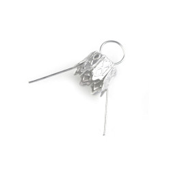 Christmas ball bauble ornament cap with spring wire hangers - Silver (10 Pieces)
