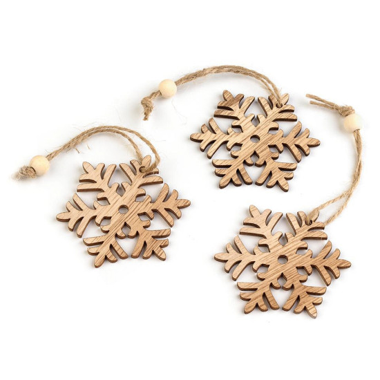 Adorno de madera para colgar, estrella - Marrón natural (9 Piezas) Adorno de madera para colgar, estrella - Marrón natural (9 Piezas)