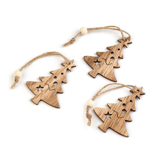 Adorno de madera para colgar, estrella - Marrón natural (9 Piezas) Adorno de madera para colgar, estrella - Marrón natural (9 Piezas)