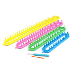 Straight knitting loom set for shawls, snoods, hats - As pictured (1 Set)