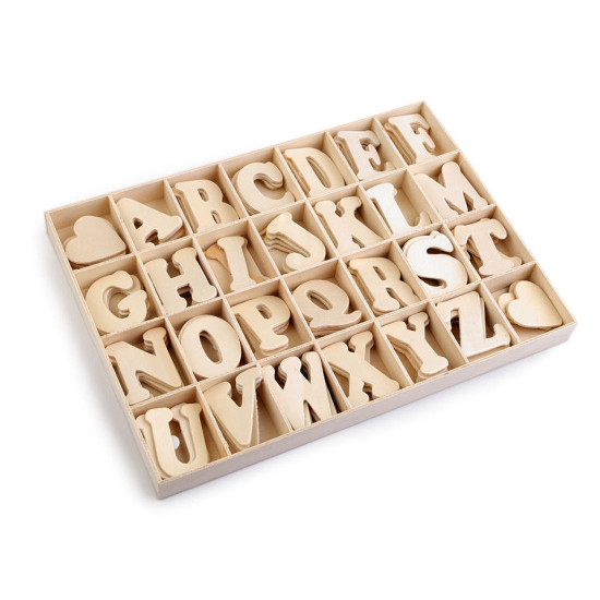 Self-adhesive wood letters in a storage box - Natural light (1 Box) Self-adhesive wood letters in a storage box - Natural light (1 Box)
