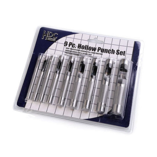 Hollow punch set for fabric and leather - Nickel (2 Sets) Hollow punch set for fabric and leather - Nickel (2 Sets)