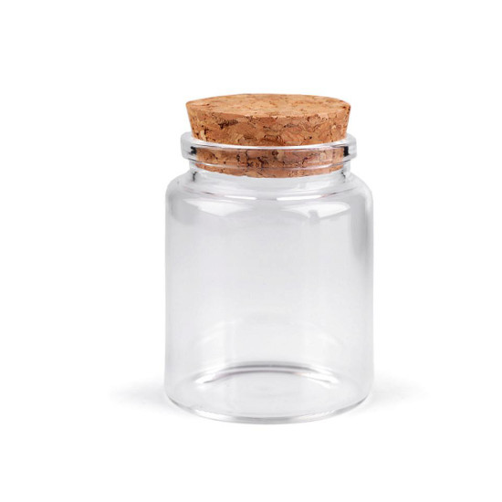 Buteleczka szklana 46x65 mm z korkiem - Transparent (6 Fiolki) Buteleczka szklana 46x65 mm z korkiem - Transparent (6 Fiolki)