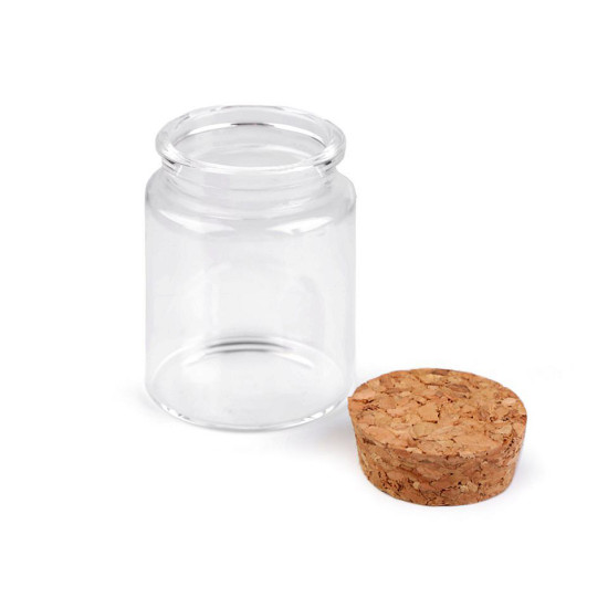 Buteleczka szklana 46x65 mm z korkiem - Transparent (6 Fiolki) Buteleczka szklana 46x65 mm z korkiem - Transparent (6 Fiolki)