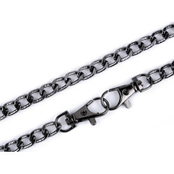 Łańcuszek do torebki z reliefem, z karabińczykiem, długość 120 cm - Czarny nikiel (1 Sztuka)