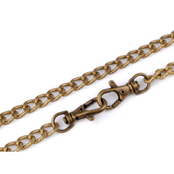Łańcuszek do torebki z reliefem, z karabińczykiem, długość 120 cm - Stary mosiądz (1 Sztuka)