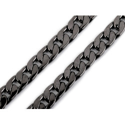 Łańcuszek płaski szerokość 11 mm, metraż - Czarny nikiel (1 Metr)