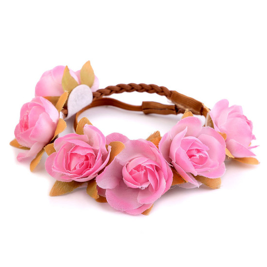 Bandeau élastique à fleurs - Rose moyen (12 Pièces) Bandeau élastique à fleurs - Rose moyen (12 Pièces)