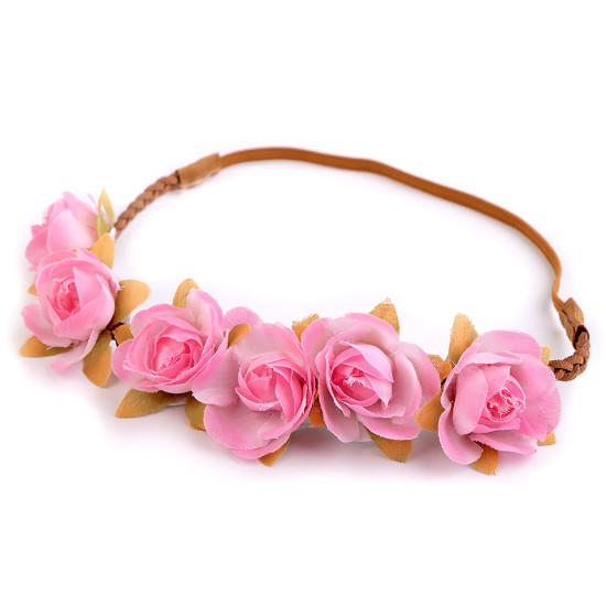 Bandeau élastique à fleurs - Rose moyen (12 Pièces) Bandeau élastique à fleurs - Rose moyen (12 Pièces)