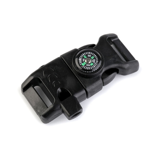 Klamra z gwizdkiem i kompasem szerokość 15 mm - Czarny (1 Sztuka) Klamra z gwizdkiem i kompasem szerokość 15 mm - Czarny (1 Sztuka)