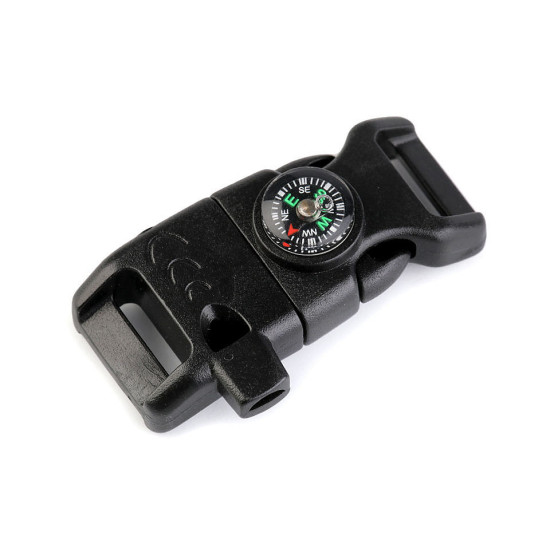 Klamra z gwizdkiem i kompasem szerokość 15 mm - Czarny (1 Sztuka) Klamra z gwizdkiem i kompasem szerokość 15 mm - Czarny (1 Sztuka)