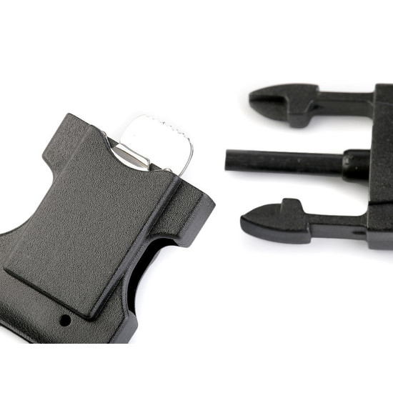 Klamra z regulatorem, gwizdkiem i kompasem szerokość 20 mm - Czarny (1 Sztuka) Klamra z regulatorem, gwizdkiem i kompasem szerokość 20 mm - Czarny (1 Sztuka)